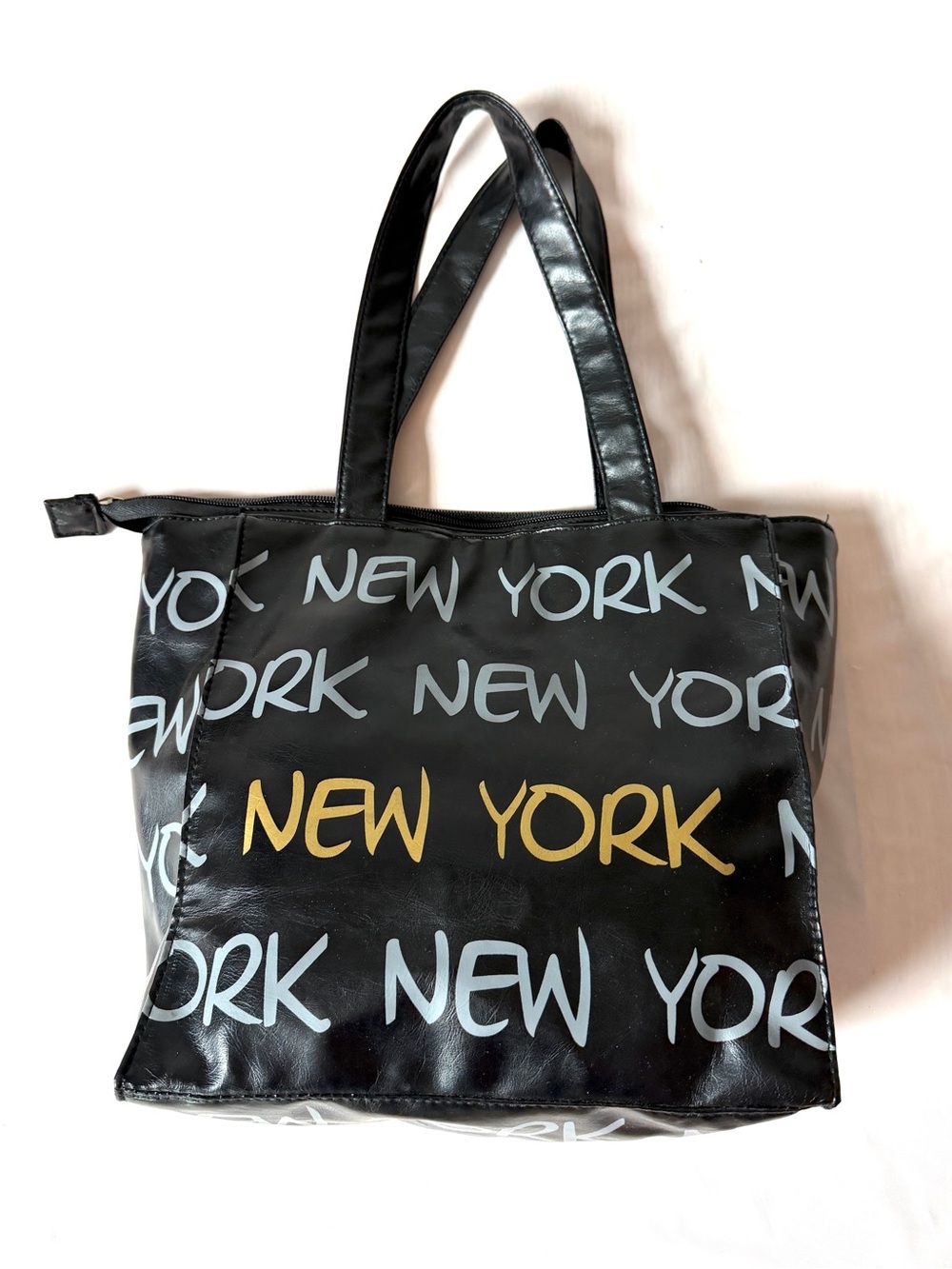 Robin Ruth New York Tote Bag Black white tan Graphic Shopper nWOT